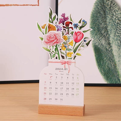 2024 Blommande blommor skrivbordskalender